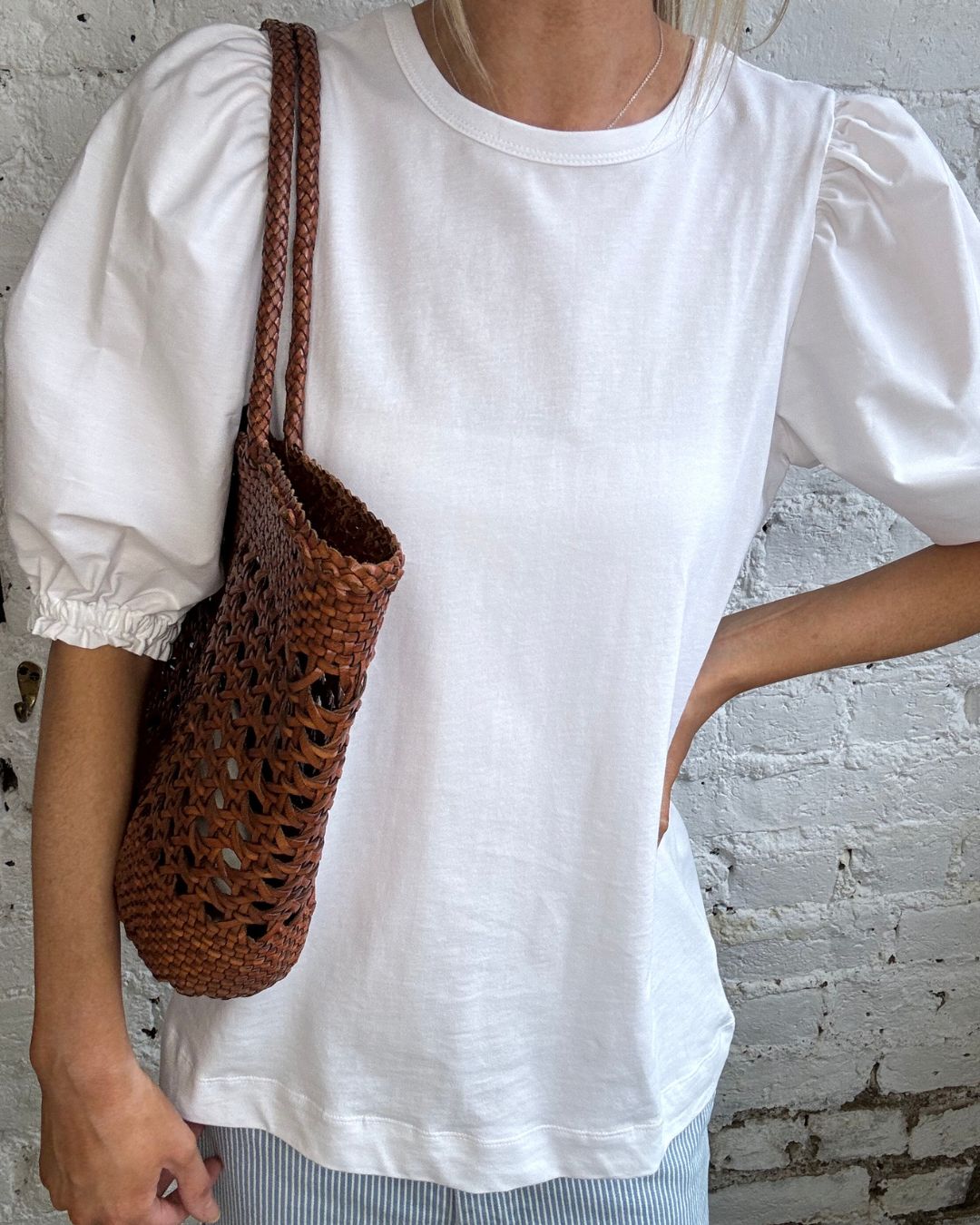 PARK Puff Sleeve Tee in White