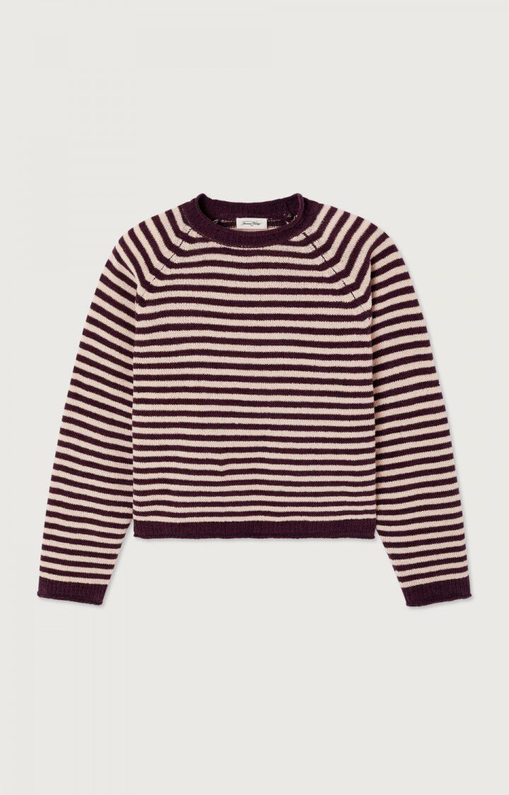 American Vintage Ekewood Cotton Striped Jumper - Aubergine & Pale Pink