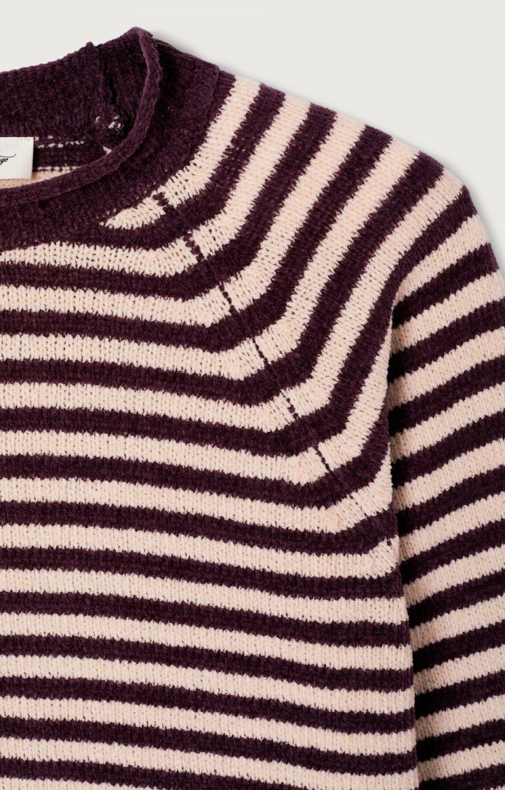 American Vintage Ekewood Cotton Striped Jumper - Aubergine & Pale Pink