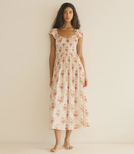 DÔEN Quinette Dress in Ivory Lantana Floral