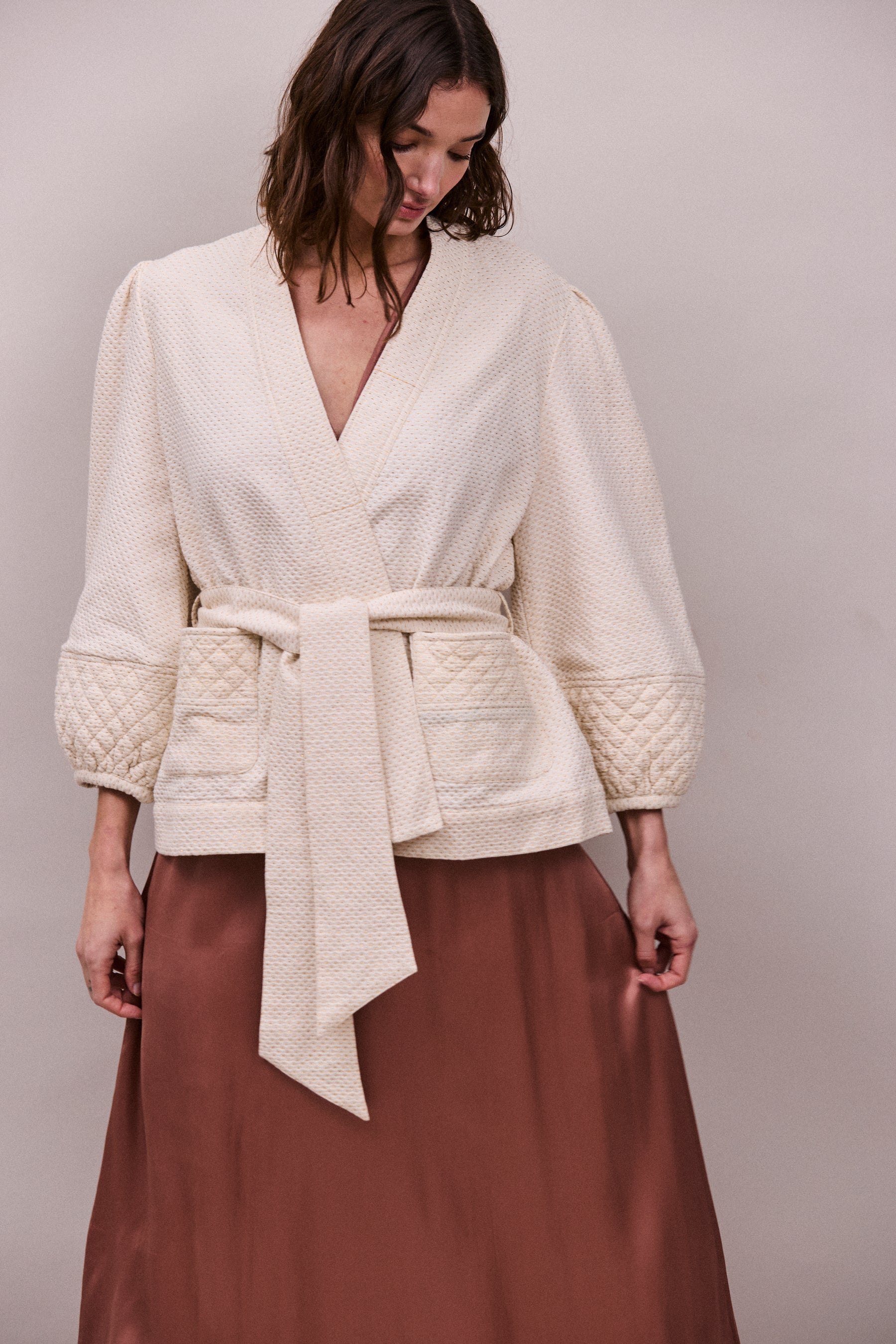 Faune Deia Jacket in Vintage White, Gold