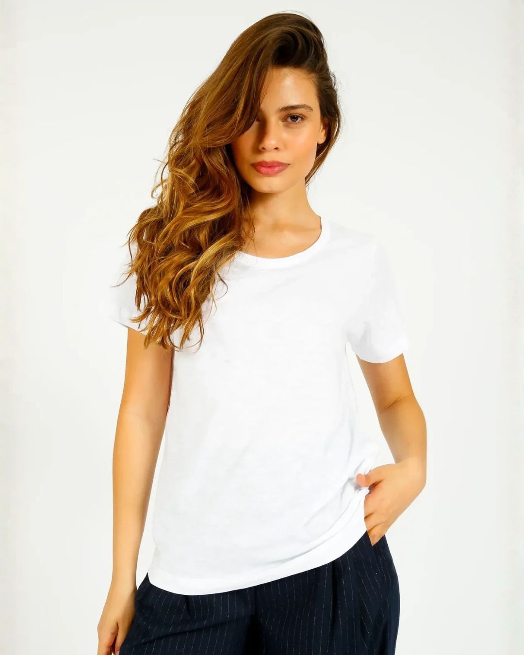 PARK SS Cotton Rd Neck in White