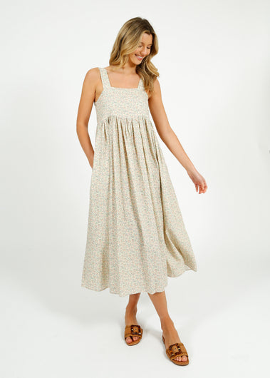 Primrose Park Bee Dress in Block Print Cream
