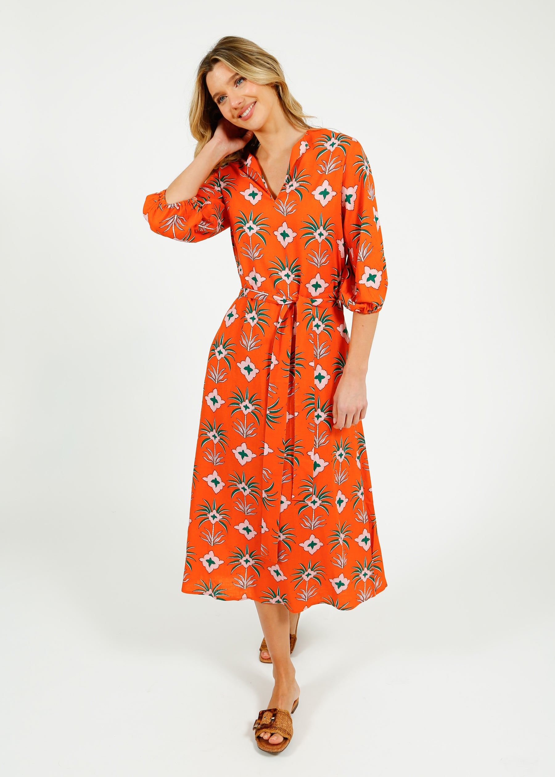 Primrose Park Harper Dress in Maxi Palm Orange