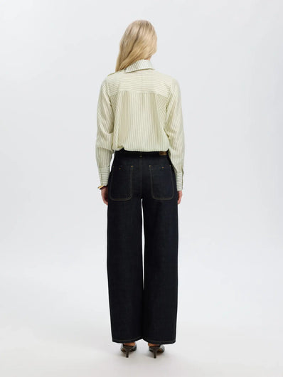 SELECTED Connie TENCEL™ Striped Top - Egret Stripe