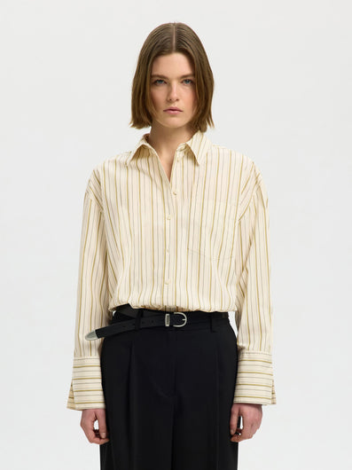SELECTED Dannie Oversized Stripe Shirt - Birch Multi