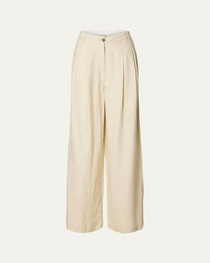 SELECTED Extra Wide Magna Linen Pants in Oatmeal