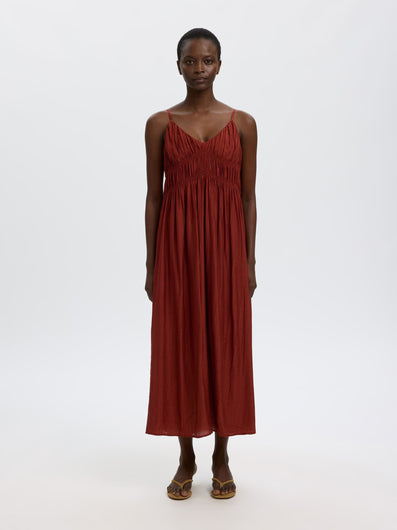 SELECTED Femme Jackie Strap Ankle Dress - Cherry Mahogany
