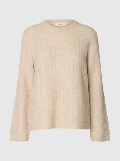 SELECTED Lulu Cable Knit - Birch Melange