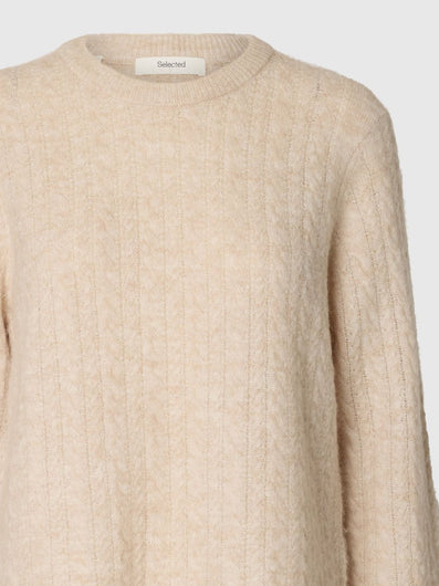 SELECTED Lulu Cable Knit - Birch Melange