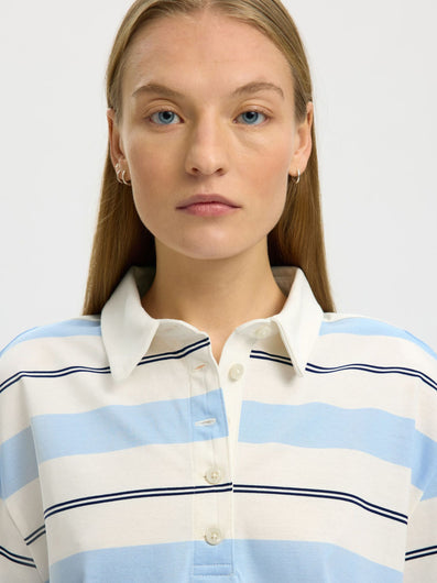 SELECTED Relaxed Mellie Polo in Egret, Cashmere Blue