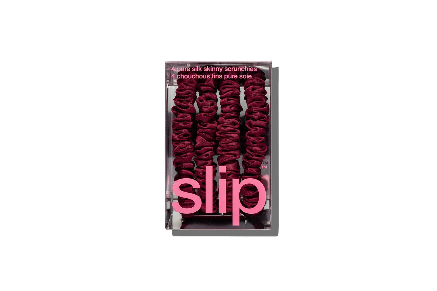SLIP Skinny Scrunchies Pack of 4 in Maroon