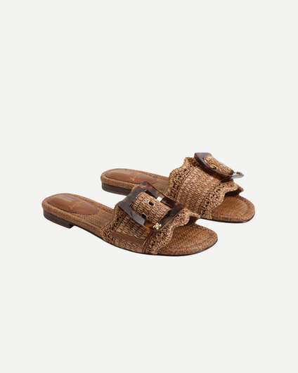 Sam Edelman Bambi Raffia Slide in Leather