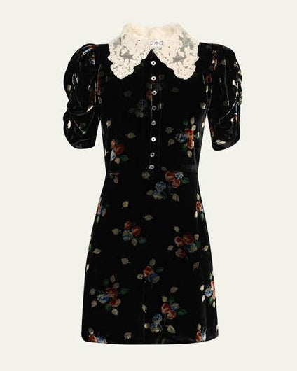 Sea New York Leda Velvet Mini Dress in Black