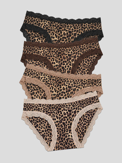 Stripe & Stare Basic Knicker Four Pack - True Leopard