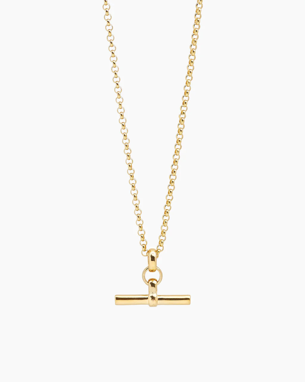Tilly Sveaas Small Gold t Bar on Belcher Chain