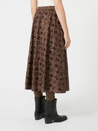 Weekend Max Mara Tempra Embellished Skirt in Chocolate