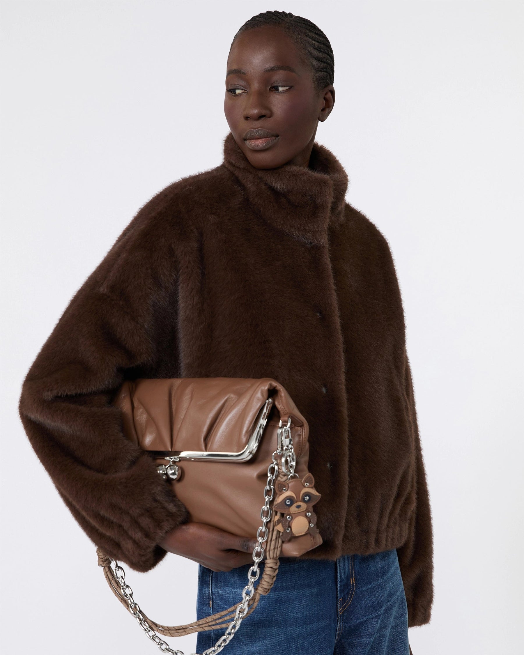 Weekend Max Mara Anemone Faux Fur Jacket in Brown