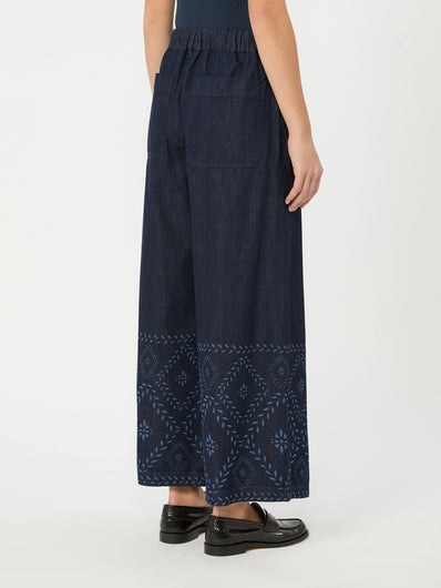 Weekend Max Mara Lampada Cotton Trousers in Navy Denim