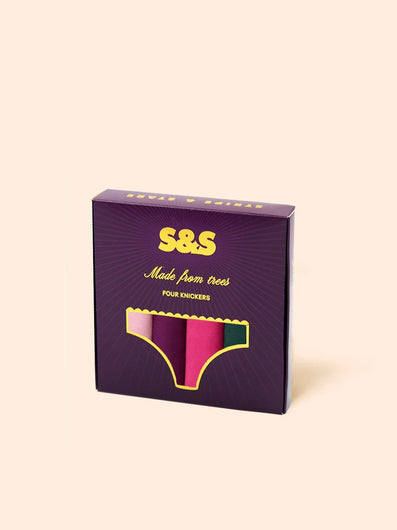 Stripe & Stare Basic Knicker Four Pack - Sugar Plum Contrasts